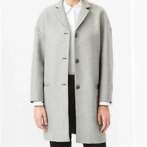 GAP NEW Drop Shoulder Gray and White Wool Blend Coat M - Picture 11 of 11